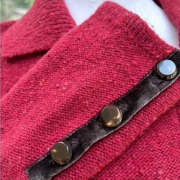 Laureate Lane Anthropology Sweater/Blazer Red Vintage Wool Academia Minimalist S - Picture 6 of 7